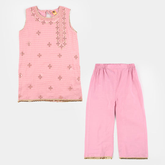 Girls Jacquard 2 Piece Set (Glitter) - Pink