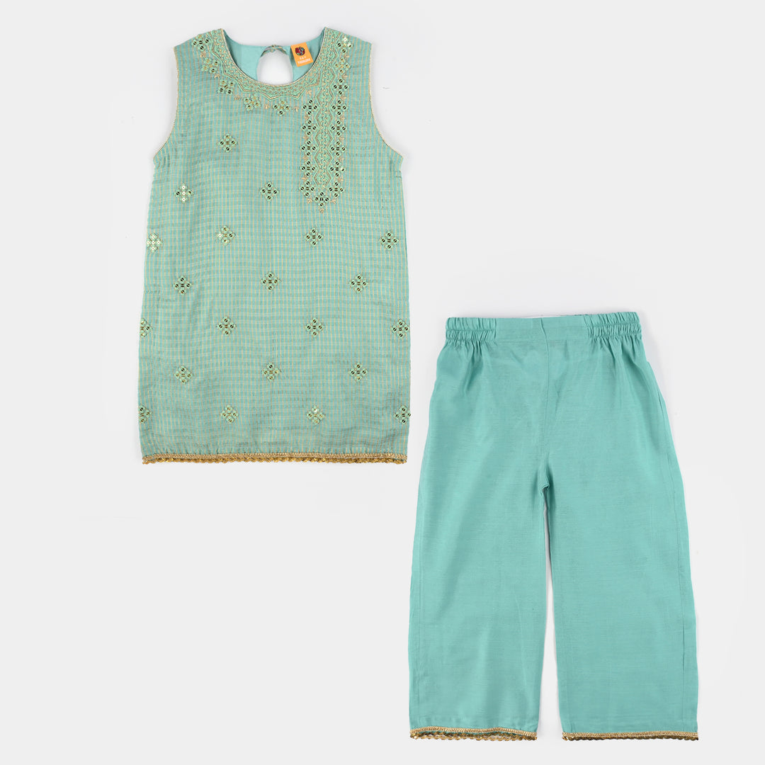 Girls Jacquard 2Pcs Glitter-Mint Green
