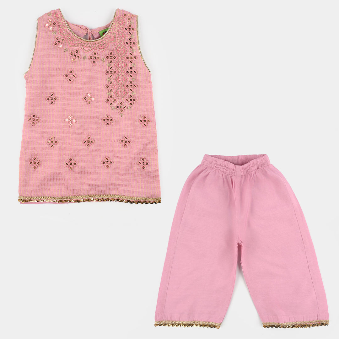 Infant Girls Jacquard 2 Piece Set (Glitter) - Pink