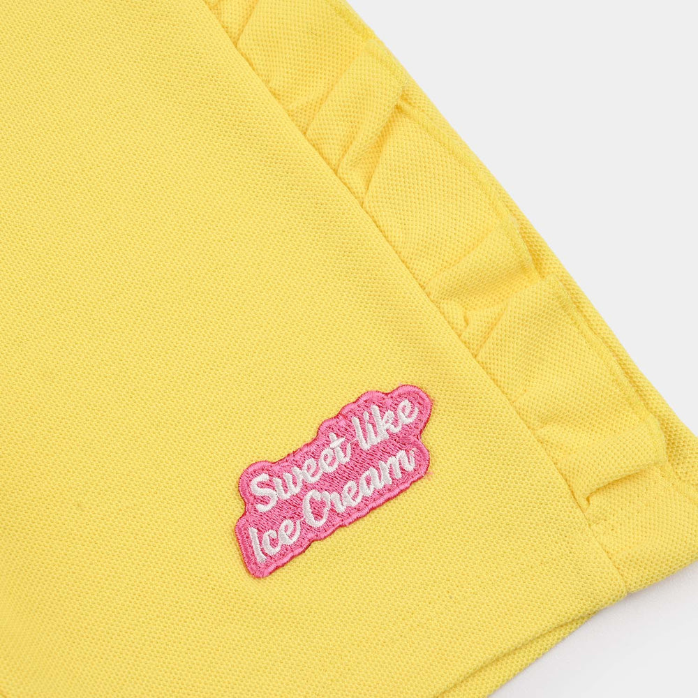 Infant Girls Jumbo Pique Shorts (Sweet Like Ice Cream) - Yellow