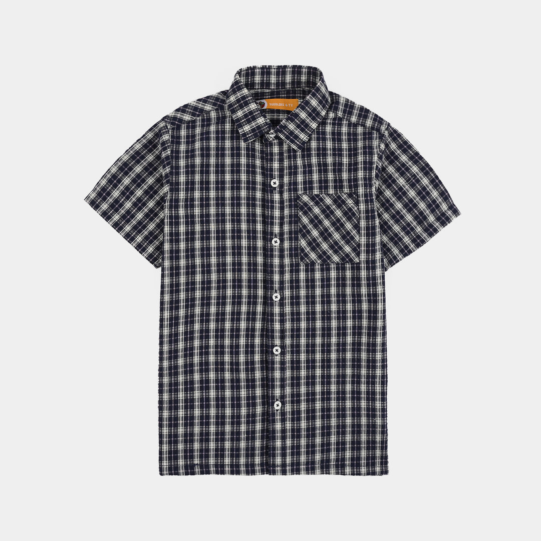 Boys Yarn Dyed Shirt (Blue Berry) - Blue