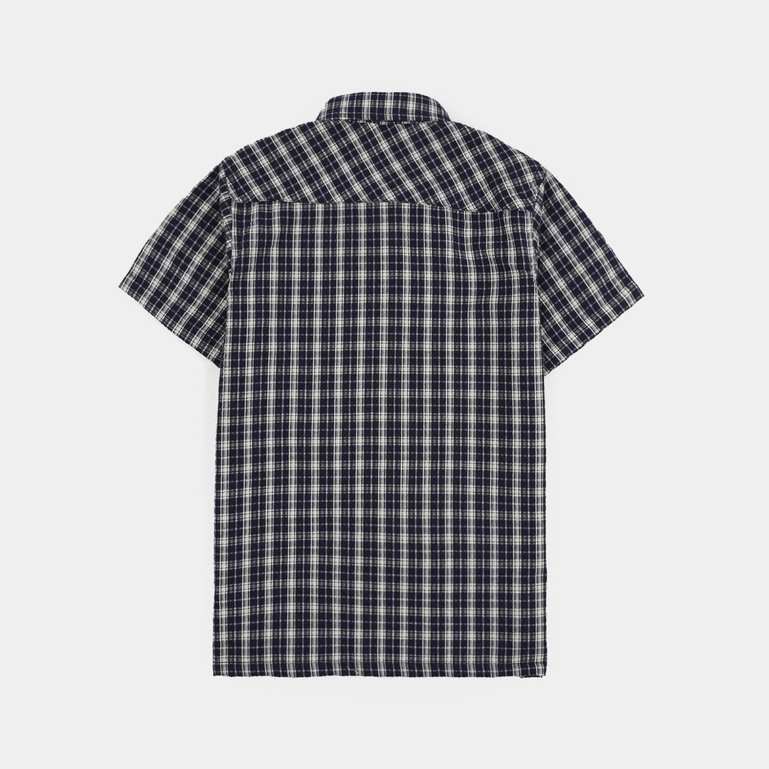 Boys Yarn Dyed Shirt (Blue Berry) - Blue