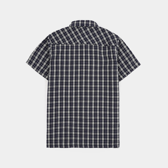 Boys Yarn Dyed Shirt (Blue Berry) - Blue