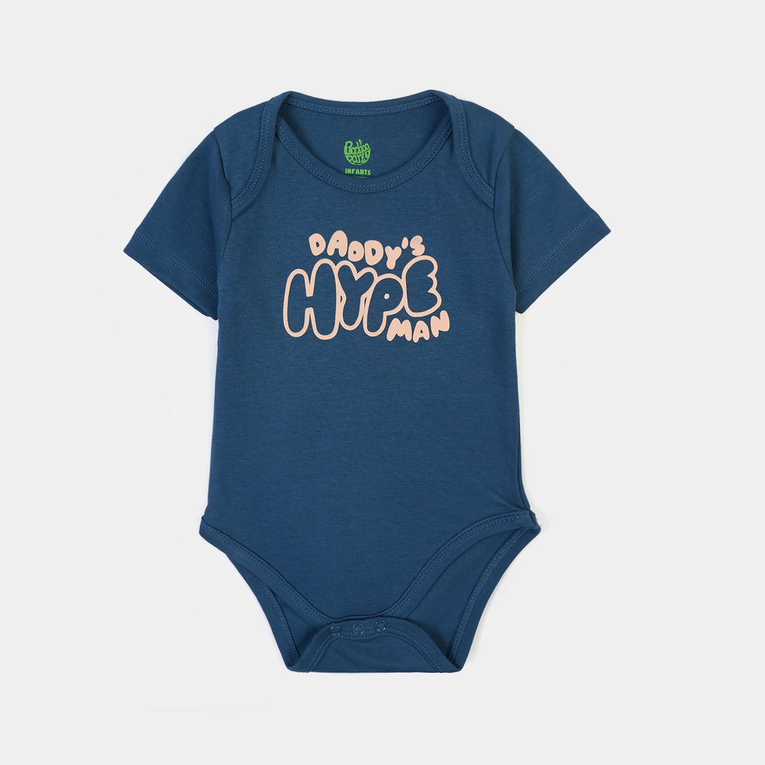 Infant Unisex Cotton Interlock Romper DADDY'S HYPE MAN-NAVY