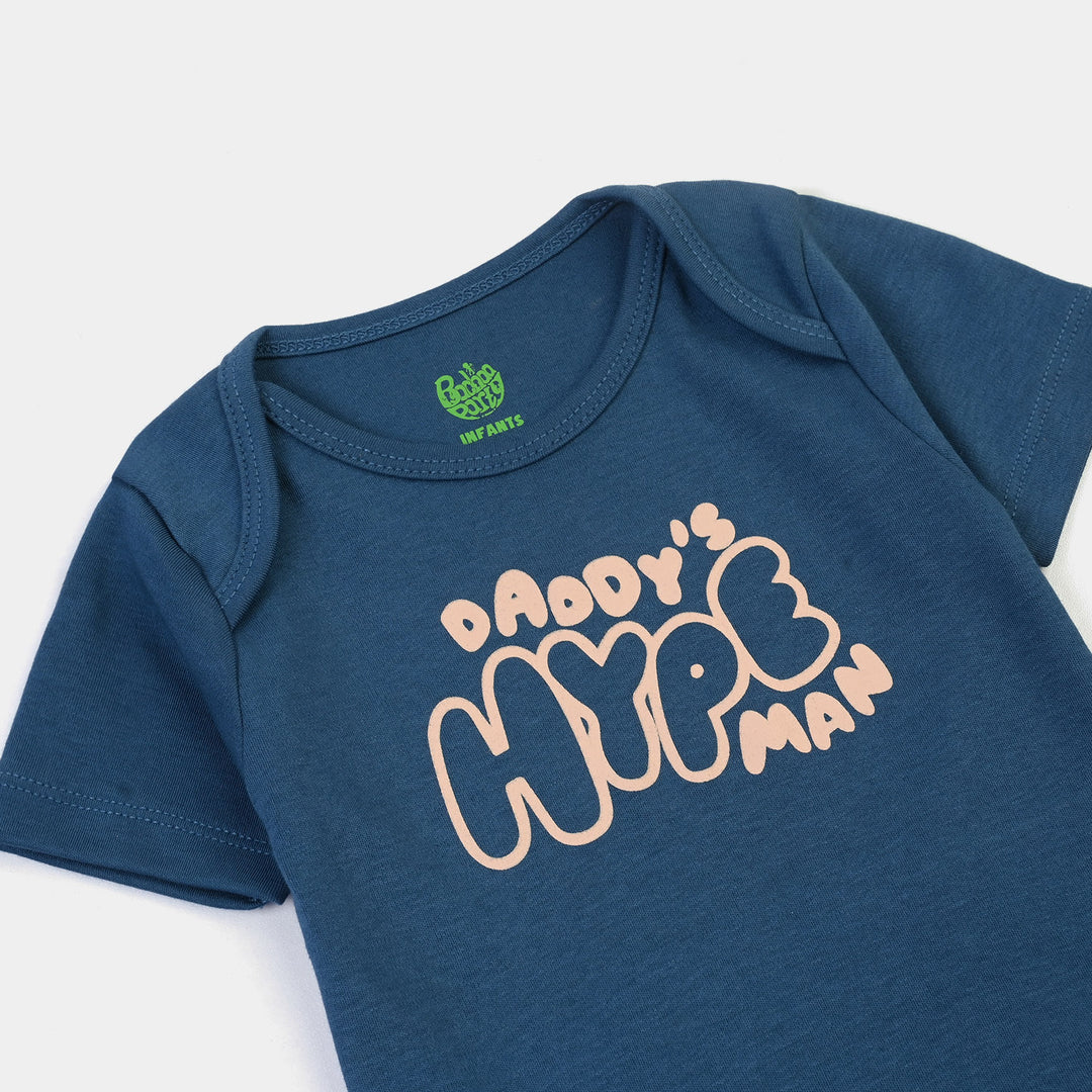 Infant Unisex Cotton Interlock Romper DADDY'S HYPE MAN-NAVY