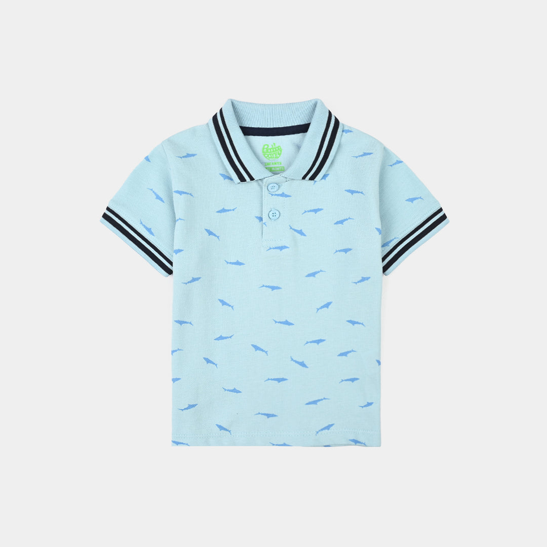 Infant Boys Cotton PK Polo Shark-Blue