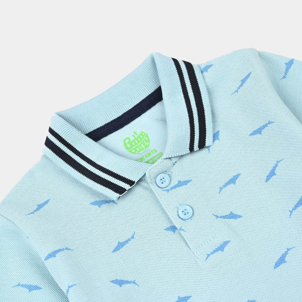Infant Boys Cotton PK Polo Shark-Blue
