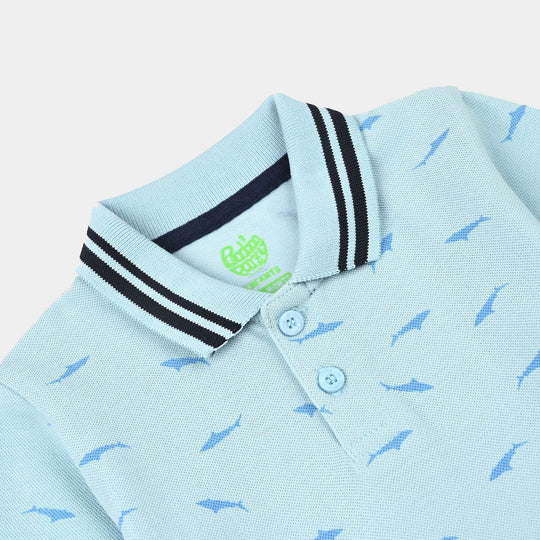 Infant Boys Cotton PK Polo Shark-Blue