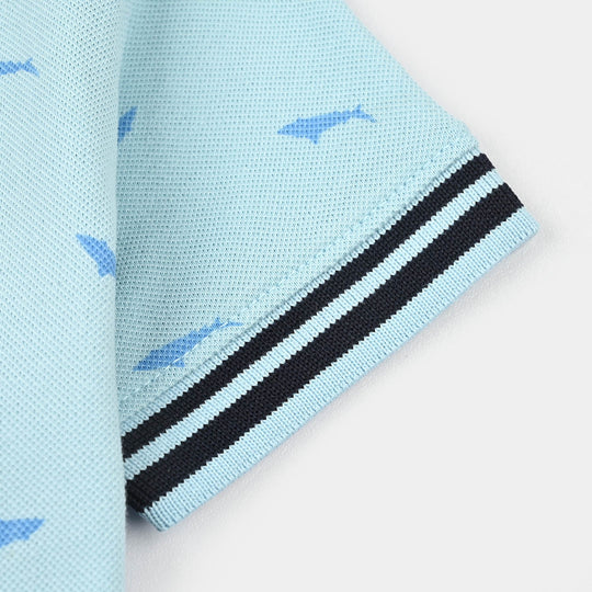 Infant Boys Cotton PK Polo Shark-Blue