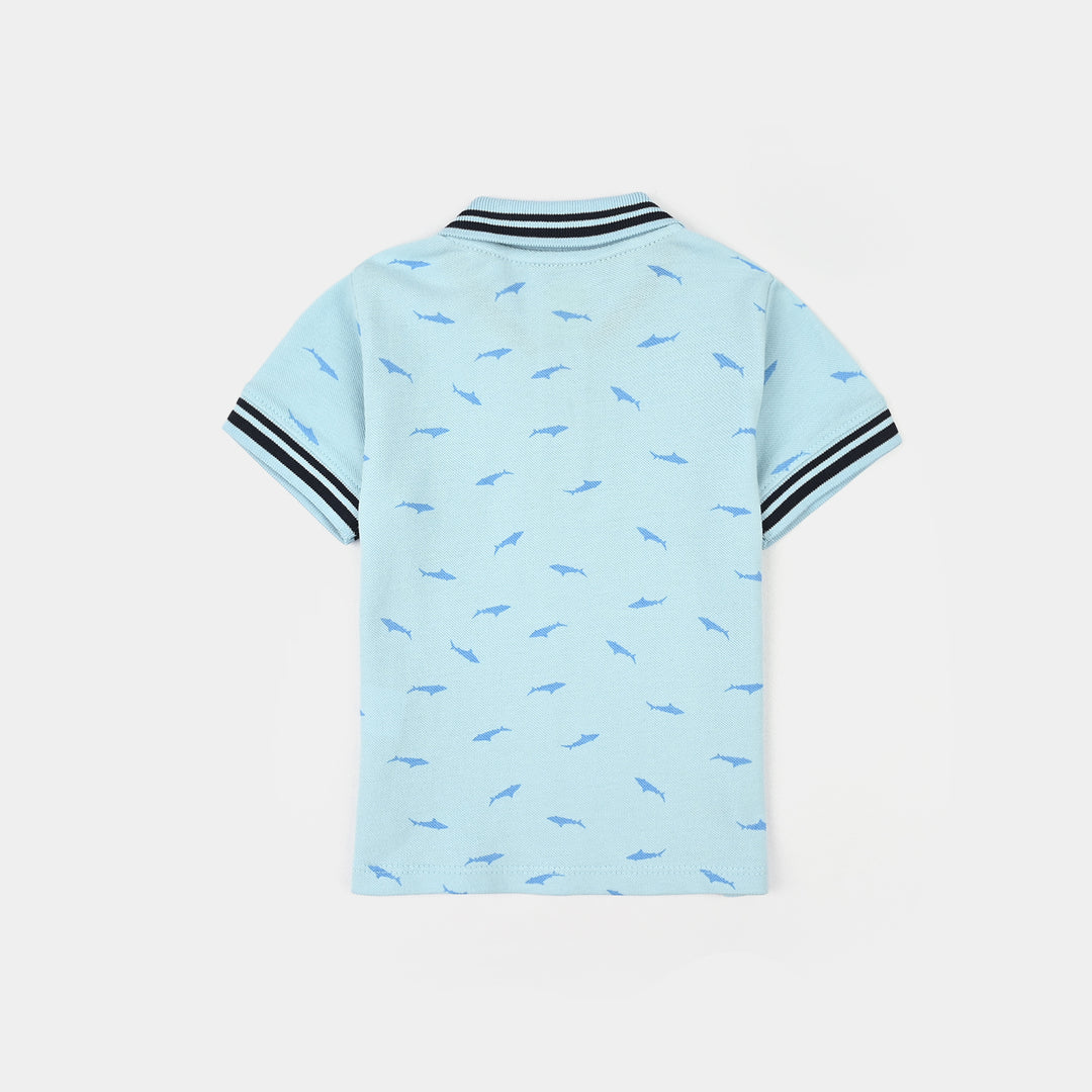 Infant Boys Cotton PK Polo Shark-Blue