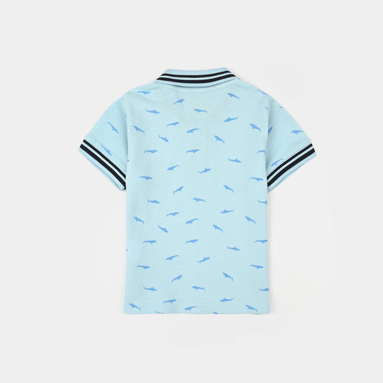 Infant Boys Cotton PK Polo Shark-Blue