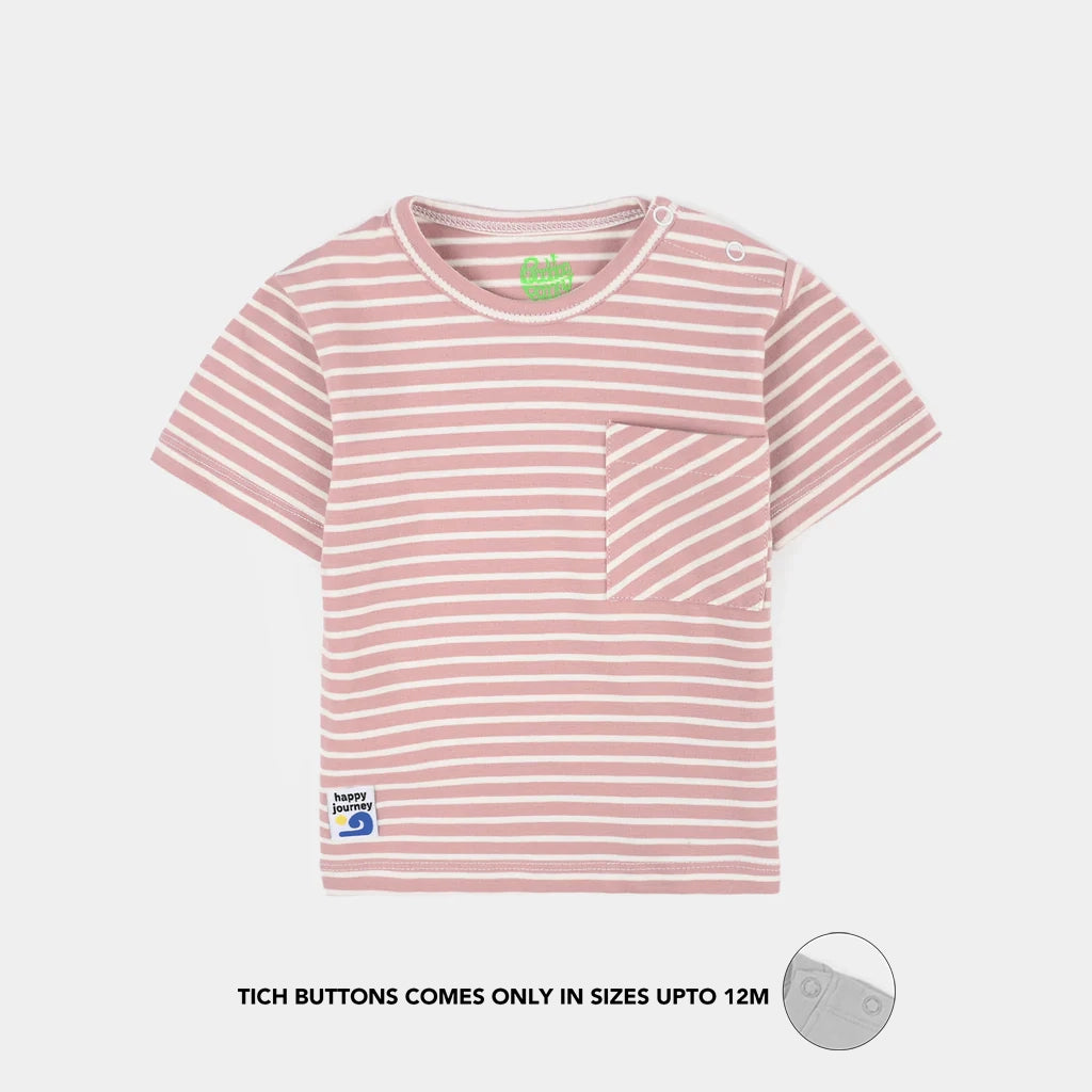 Infant Boys Yarn dyed jersey T-Shirt HAPPY JOURNEY-PURPLE