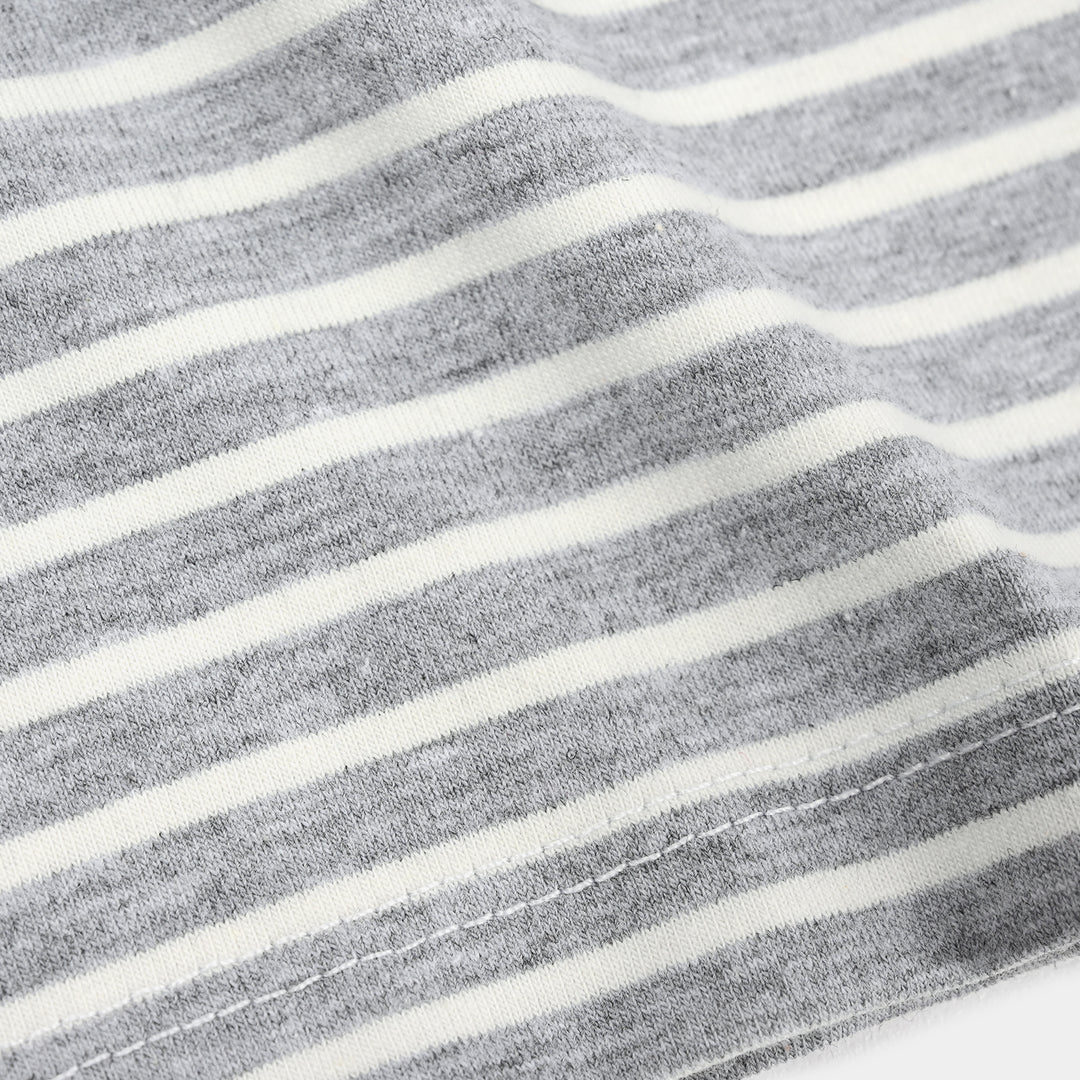 Infant Boys Striped Jersey T-Shirt – Grey & White with Orange Print