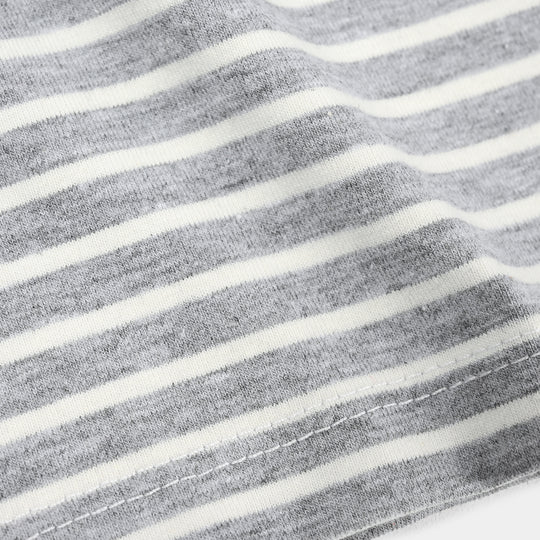 Infant Boys Striped Jersey T-Shirt – Grey & White with Orange Print