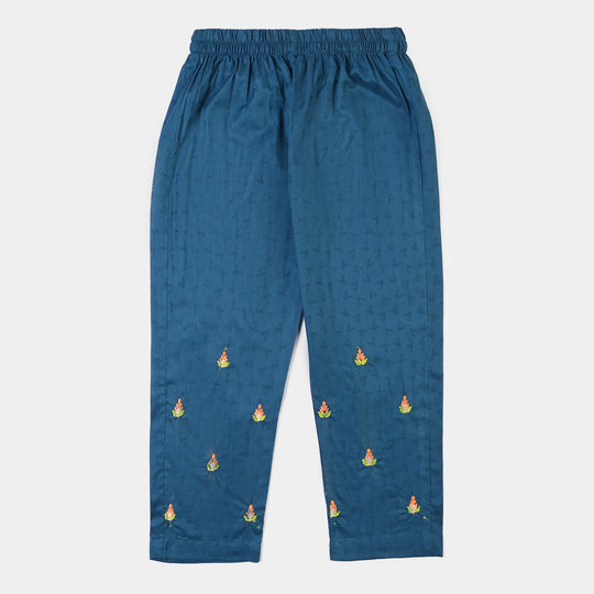 Girls Jacquard Emb 2Pcs Zareen - Teal Blue