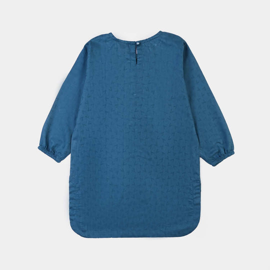 Girls Jacquard Emb 2Pcs Zareen - Teal Blue