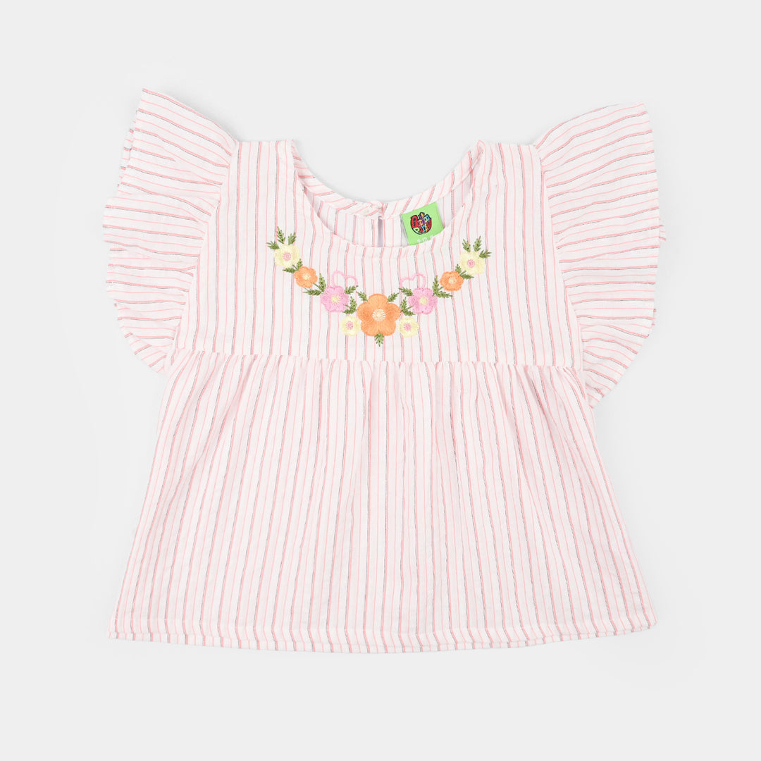 Infant Girls Cotton Slub Emb Top Birdy