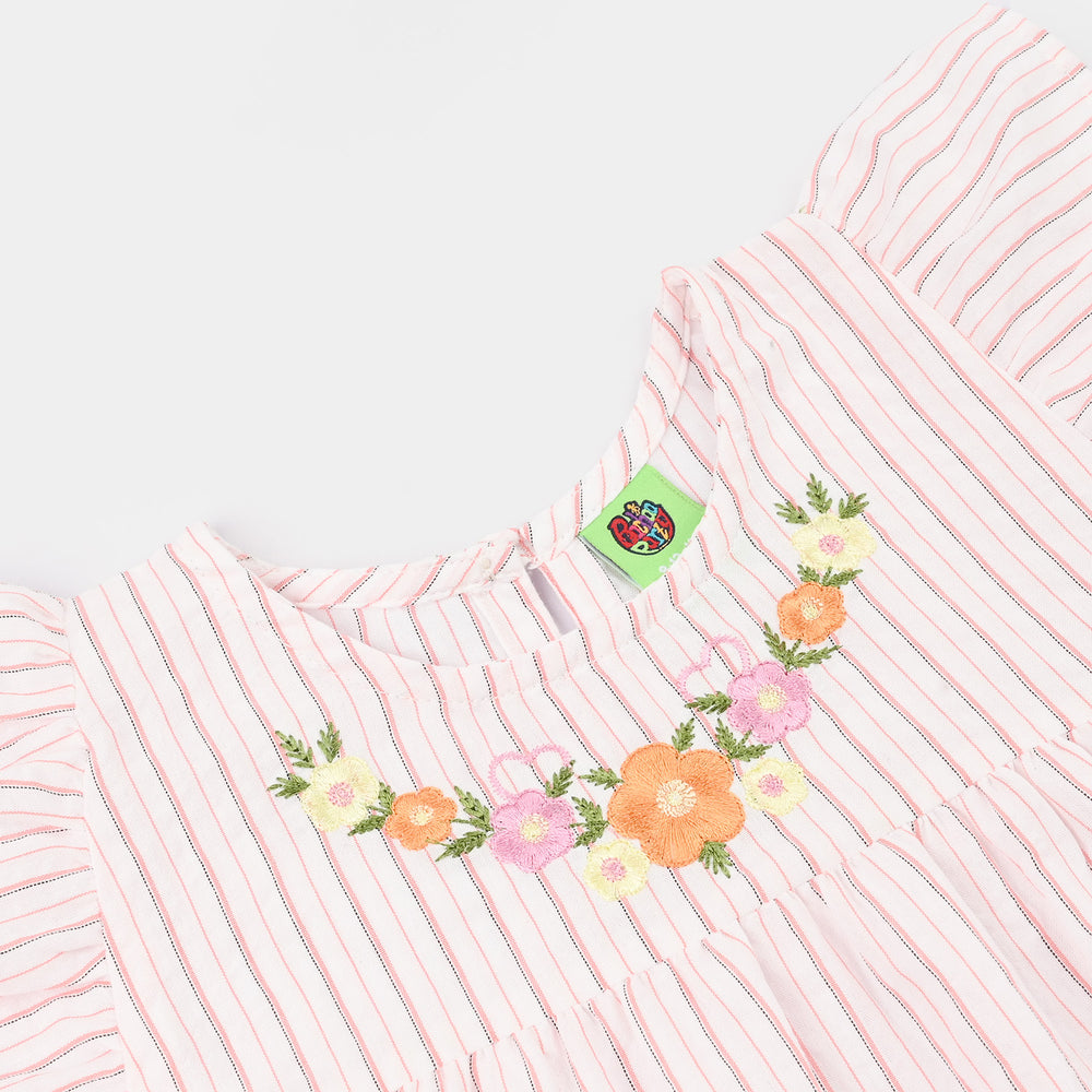 Infant Girls Cotton Slub Emb Top Birdy