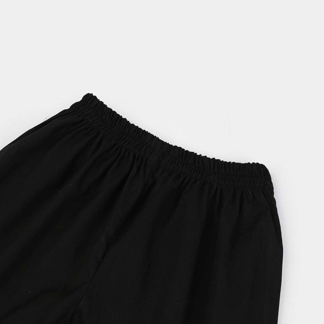 Girls Cotton Flared Gharara - BLACK