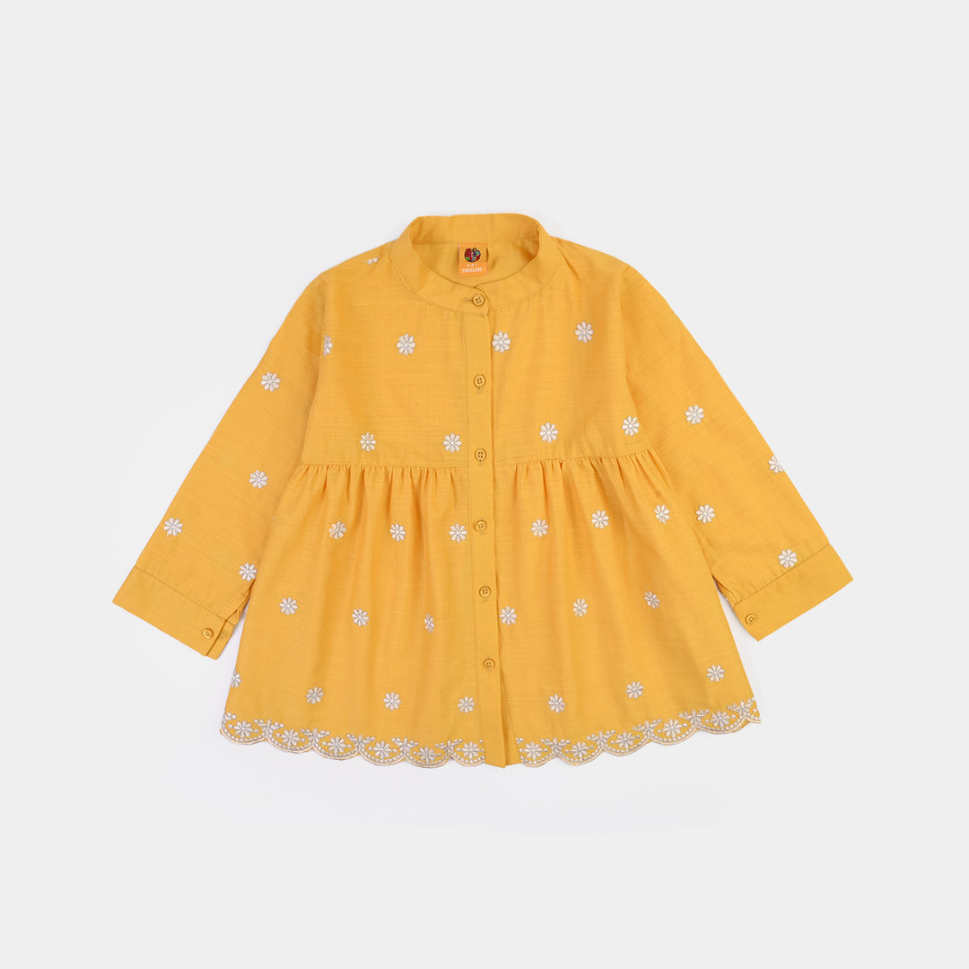 Girls Cotton Emb Top Jasmine-Yellow