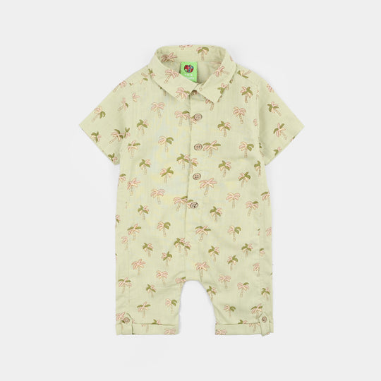 Infant Boys Cotton Slub Romper – Light Green