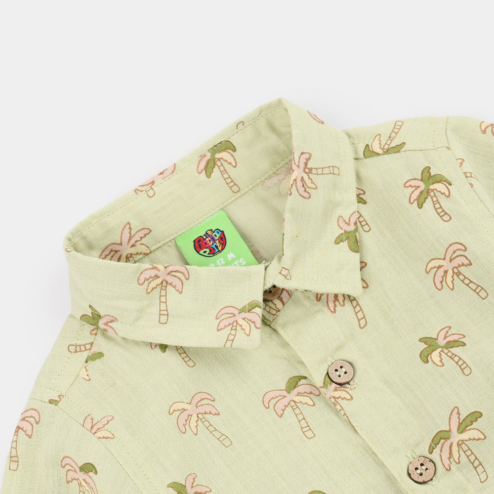 Infant Boys Cotton Slub Romper – Light Green