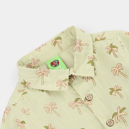 Infant Boys Cotton Slub Romper – Light Green