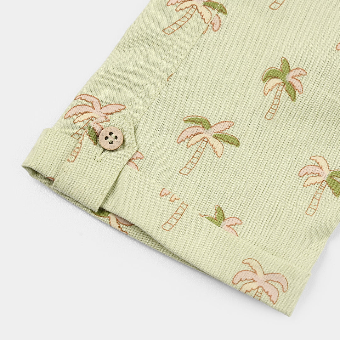 Infant Boys Cotton Slub Romper – Light Green