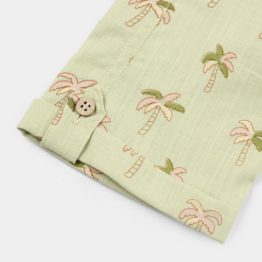 Infant Boys Cotton Slub Romper – Light Green