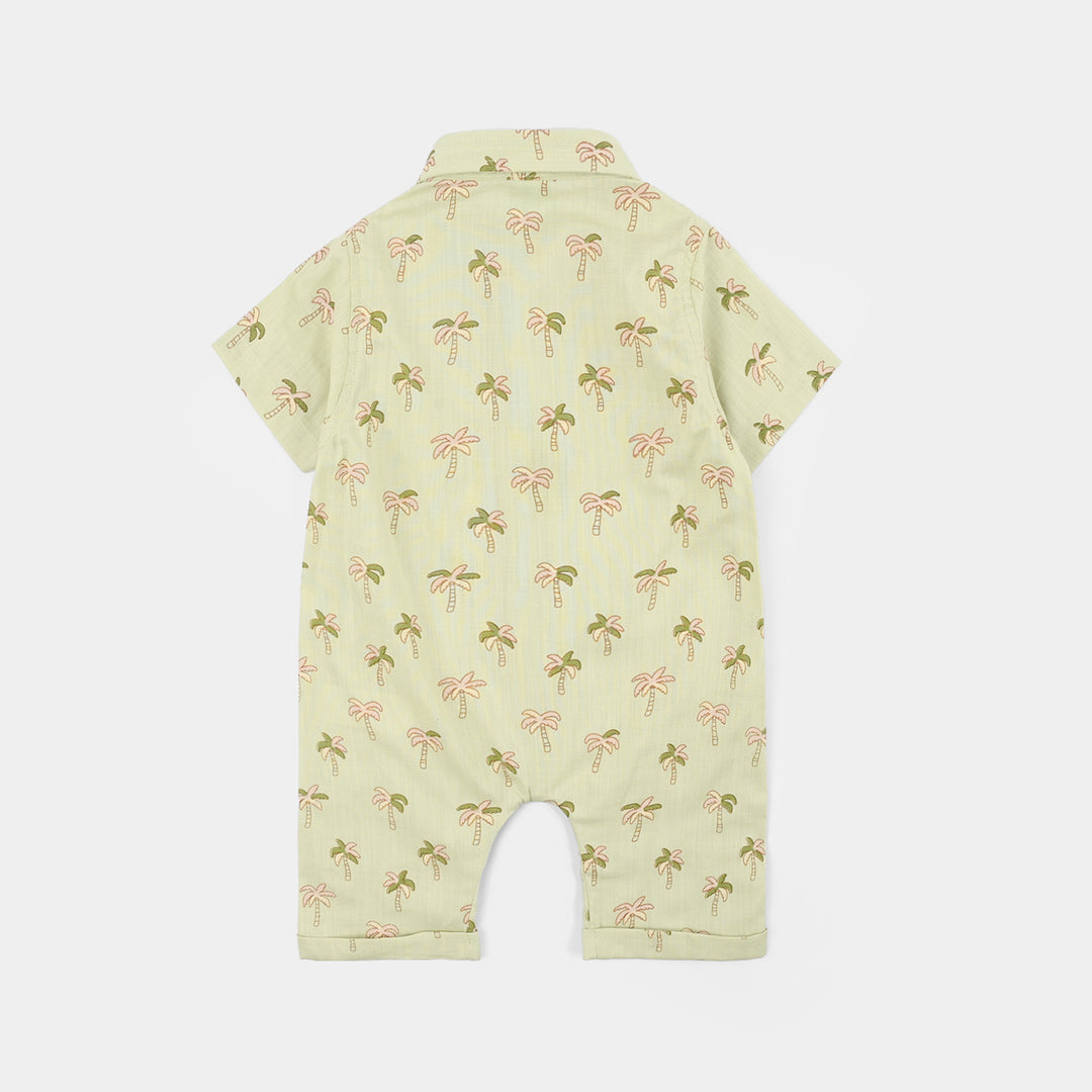 Infant Boys Cotton Slub Romper – Light Green