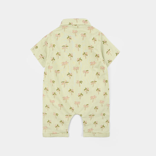 Infant Boys Cotton Slub Romper – Light Green