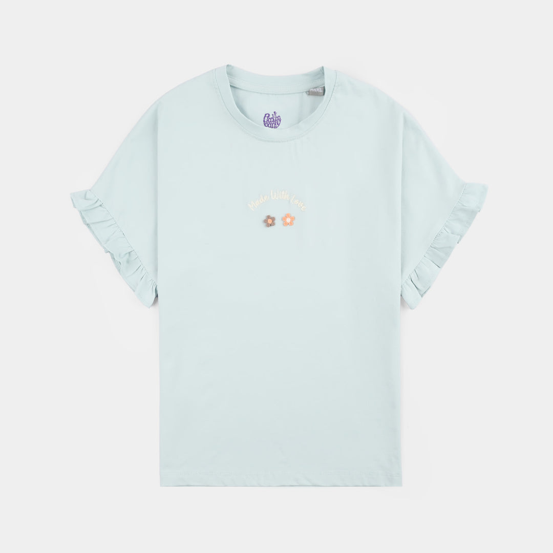 Girls Lycra Jersey T-Shirt H/S MADE WITH LOVE-GREEN
