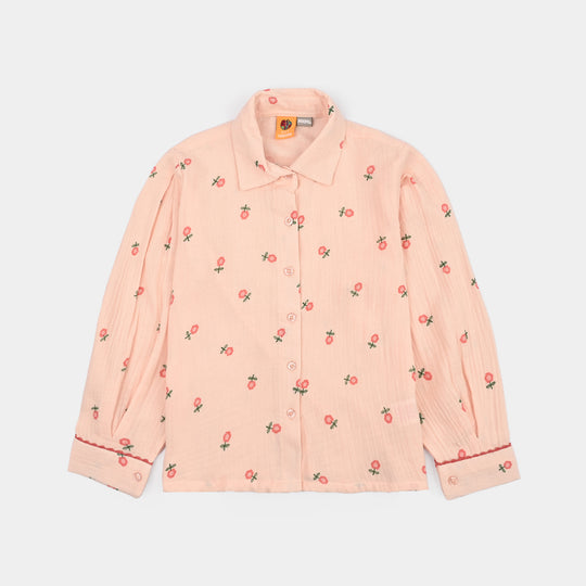 Girls Gauze Co-Ord Set Pretty-Light Pink