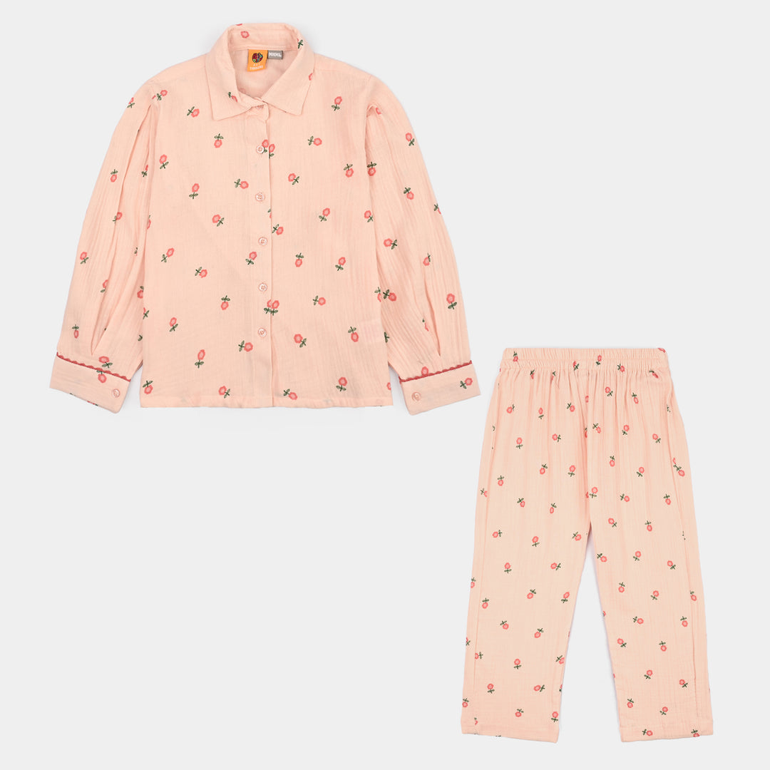 Girls Gauze Co-Ord Set Pretty-Light Pink