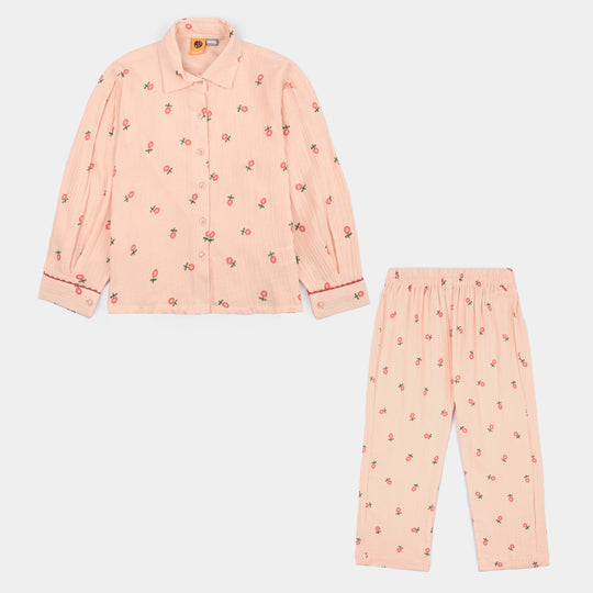 Girls Gauze Co-Ord Set Pretty-Light Pink