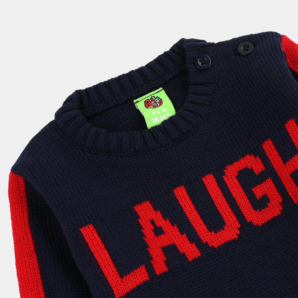 Infant Boys Acrylic Sweater - Laugh - Navy & Red