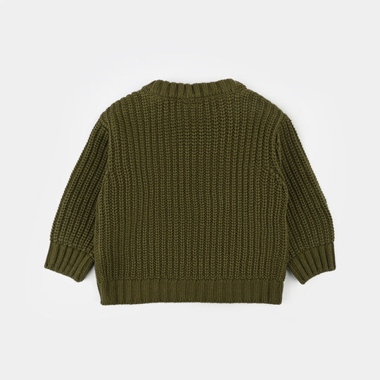 Infant Boys Sweater-Tractor - Olive.Green