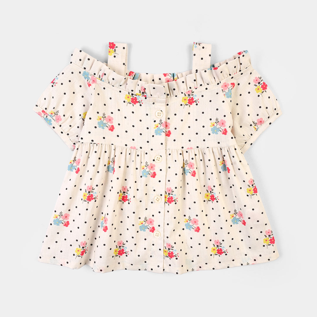 Infant Girls Cotton Casual Top Mini Dots-Multi