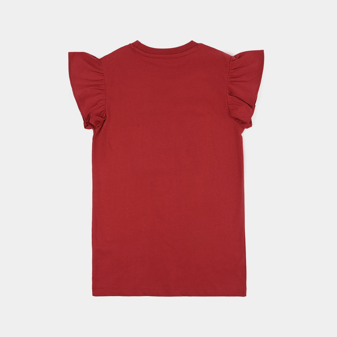 Girls Cotton Jersey T-Shirt Believe in yourself-RED