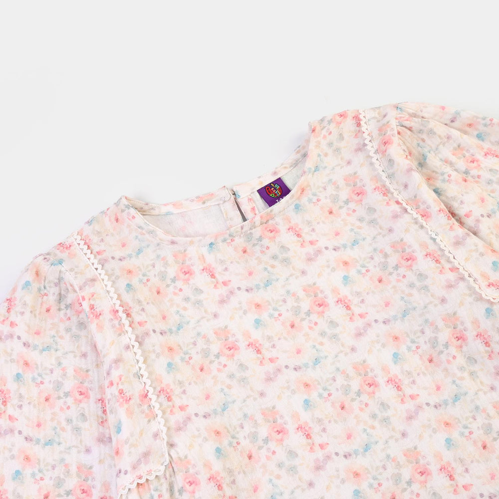 Girls Gauze Casual Top Flora-Multi