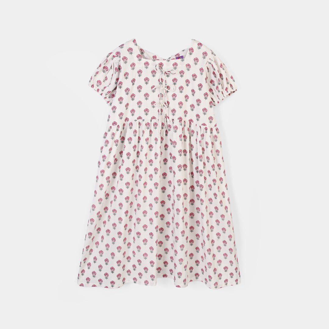 Girls Cotton Printed Frock Paradise-Multi