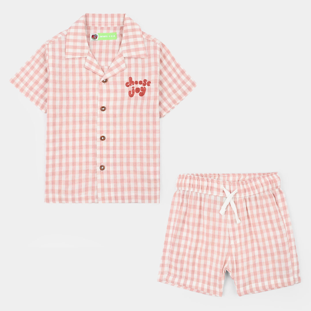 Infant Boys Yarn Dyed Woven Suit-Checkered