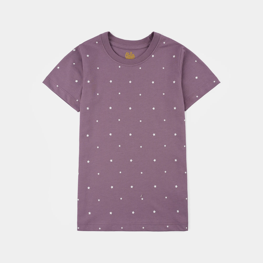 Girls Poly Cotton Jersey 2PC Set – Purple