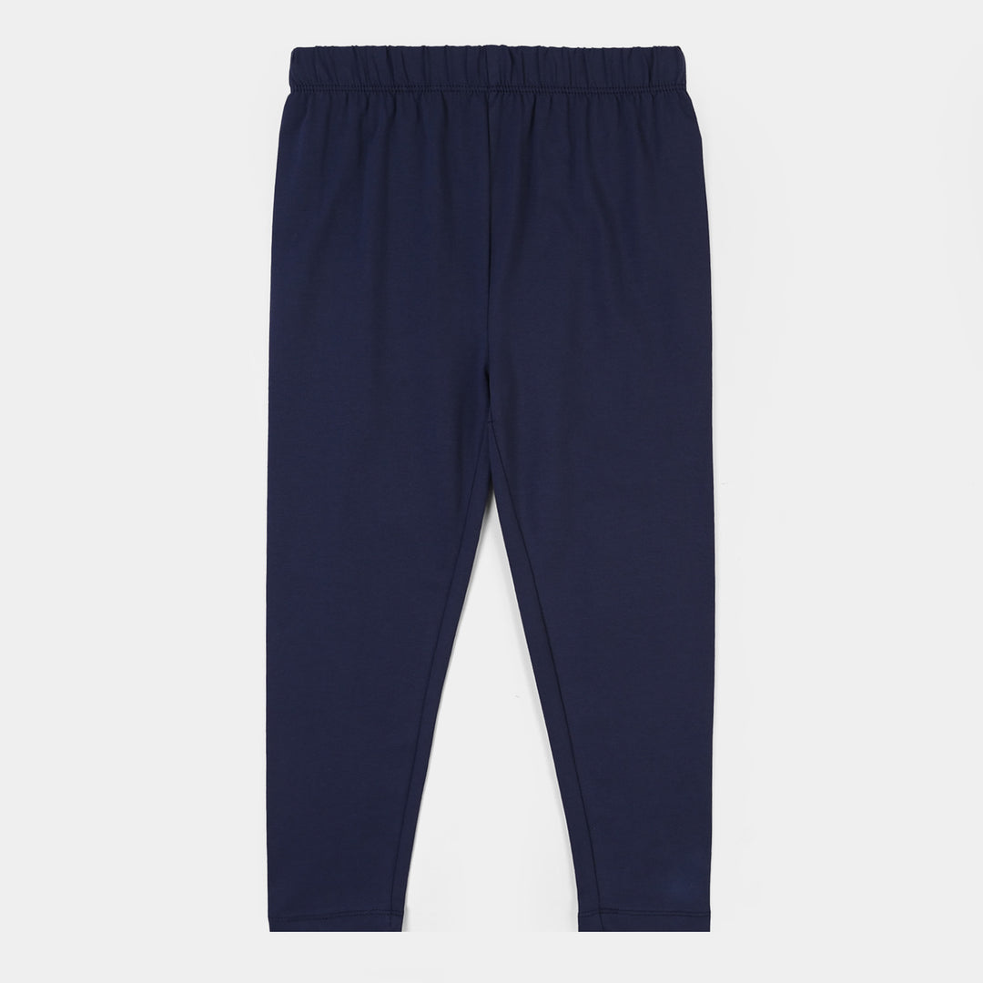 Girls Lycra Jersey Plain Tights Navy