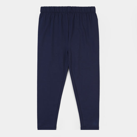 Girls Lycra Jersey Plain Tights Navy