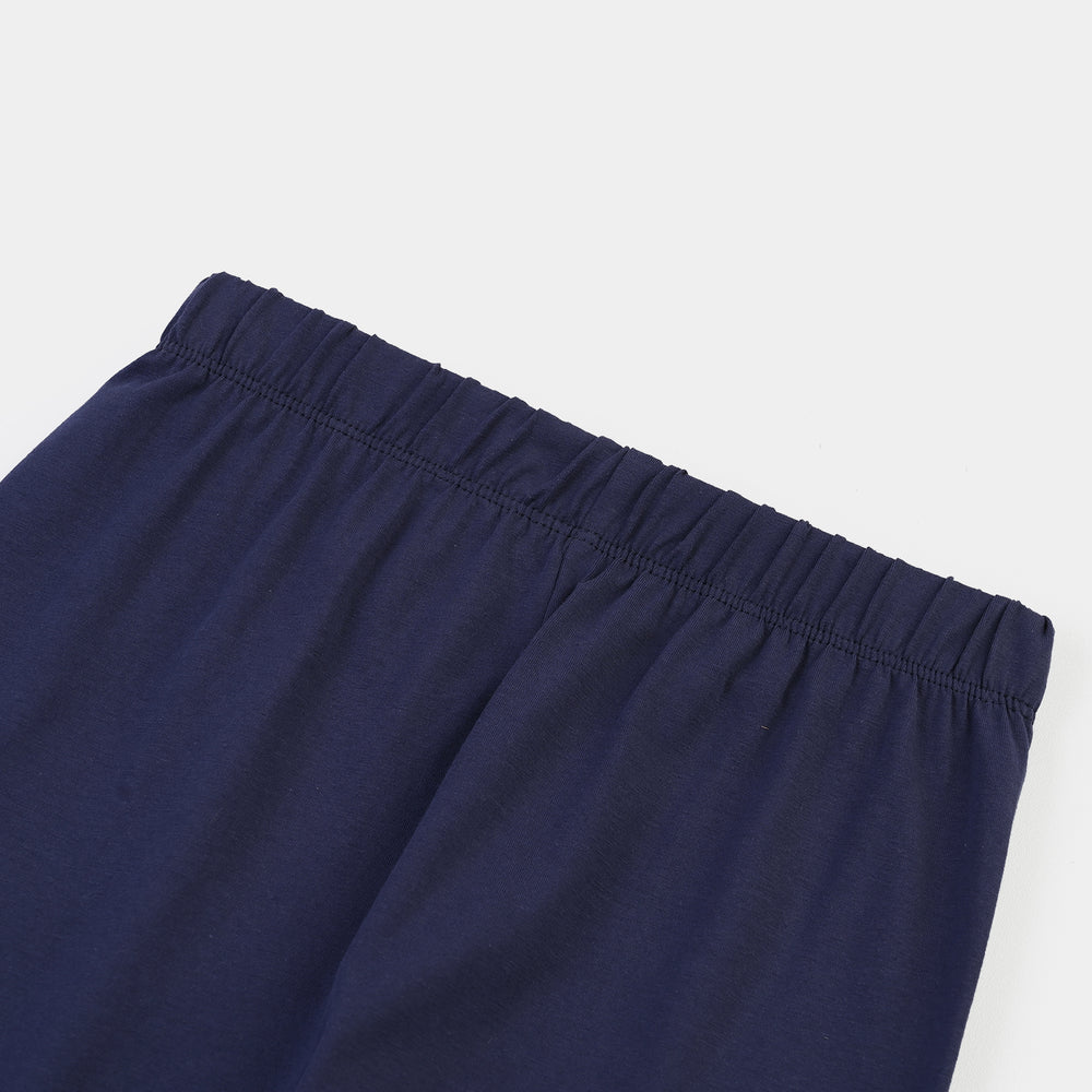 Girls Lycra Jersey EMB Tights FLOWER-NAVY