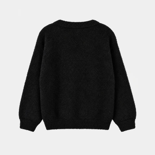 Girls Feather-Acrylic Sweater Shine-BLACK