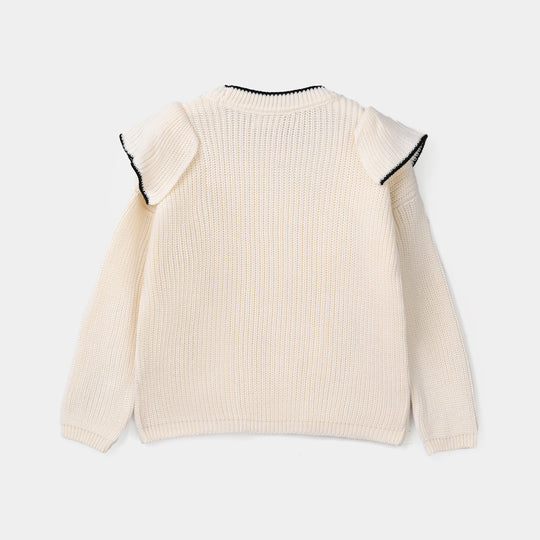 Girls Acrylic Sweater - Twirl - Off White
