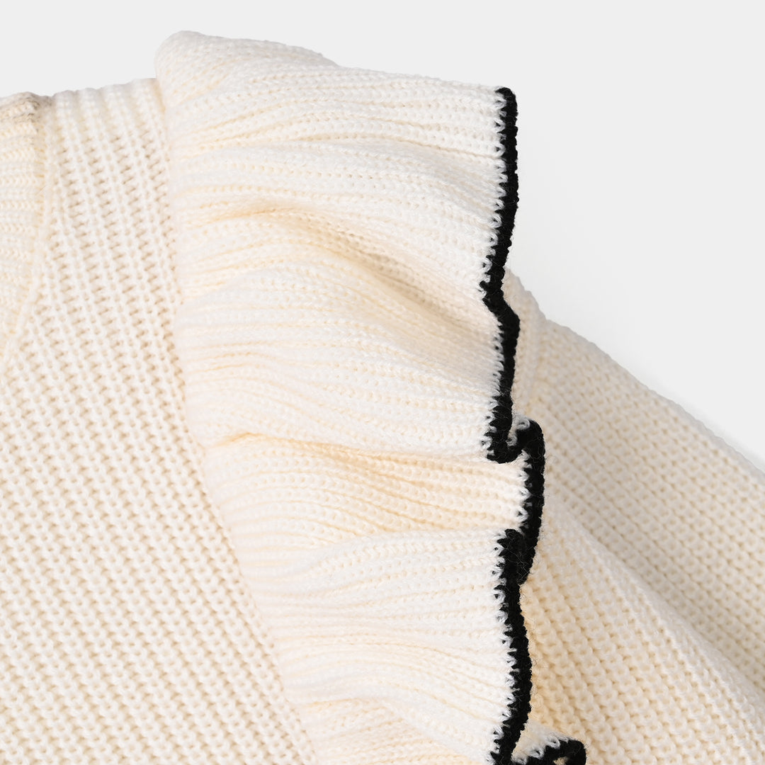 Girls Acrylic Sweater - Twirl - Off White