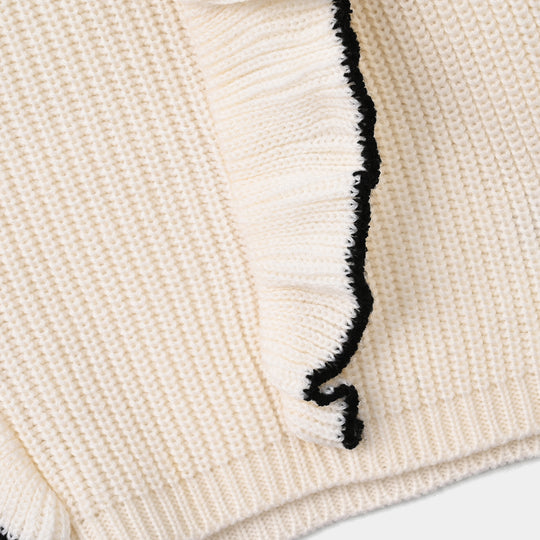 Girls Acrylic Sweater - Twirl - Off White